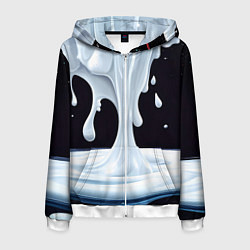 Толстовка 3D на молнии мужская Молочная текстура, цвет: 3D-белый