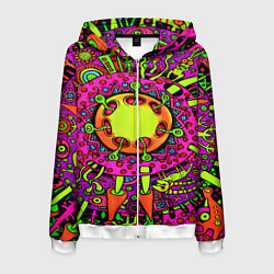Толстовка 3D на молнии мужская Кислотные грибы оптические, цвет: 3D-белый