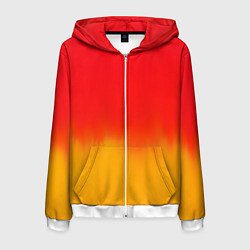 Толстовка 3D на молнии мужская Абстракция с красным и желтым, цвет: 3D-белый