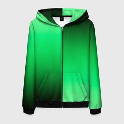 Толстовка 3D на молнии мужская Чёрно-зелёный градиент пополам, цвет: 3D-черный