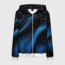 Мужская толстовка на молнии Синяя волнистая текстура на черном