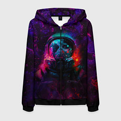 Толстовка 3D на молнии мужская Космонавт в пылающем космосе, цвет: 3D-черный