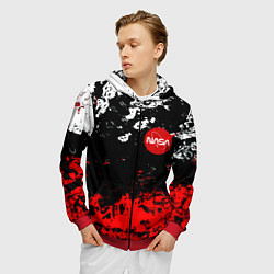 Толстовка 3D на молнии мужская Nasa краски, цвет: 3D-красный — фото 2
