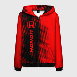 Толстовка 3D на молнии мужская Honda - red gradient по-вертикали, цвет: 3D-черный