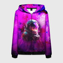 Толстовка 3D на молнии мужская Космонавт красочный, цвет: 3D-черный