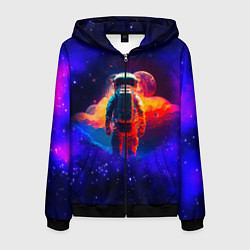 Толстовка 3D на молнии мужская Огненный путь космонавта, цвет: 3D-черный