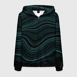 Мужская толстовка на молнии Тёмный синий волнистые полосы