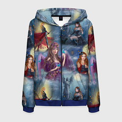 Толстовка 3D на молнии мужская Ведьмы и волшебницы, цвет: 3D-синий