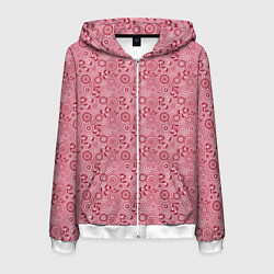 Мужская толстовка на молнии Красно белый деревенский узор ретро