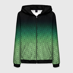 Мужская толстовка на молнии Чёрно-зелёный градиент с узором