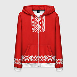 Мужская толстовка на молнии Славянский узор на красном - вышиванка рубаха крас