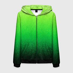 Толстовка 3D на молнии мужская Градиент мозаика зелёный в тёмный, цвет: 3D-черный