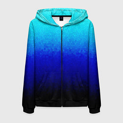 Толстовка 3D на молнии мужская Градиент мозаика из голубого в чёрный, цвет: 3D-черный