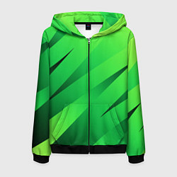 Толстовка 3D на молнии мужская Сочный зелёный абстрактные полосы, цвет: 3D-черный