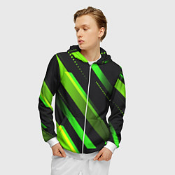 Толстовка 3D на молнии мужская Color black green, цвет: 3D-белый — фото 2