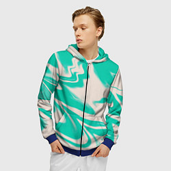 Толстовка 3D на молнии мужская Color white turquoise, цвет: 3D-синий — фото 2
