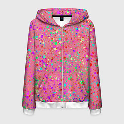 Толстовка 3D на молнии мужская Розовый с разноцветными брызгами, цвет: 3D-белый