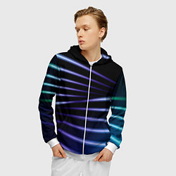 Толстовка 3D на молнии мужская Color black blue, цвет: 3D-белый — фото 2