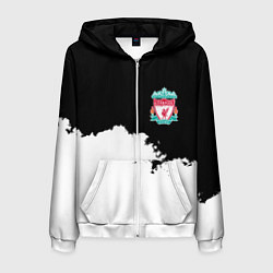 Толстовка 3D на молнии мужская Liverpool черно белый, цвет: 3D-белый