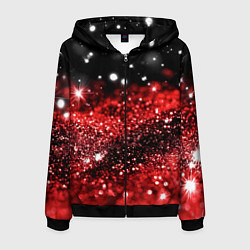 Толстовка 3D на молнии мужская Красно-черная блестящая текстура, цвет: 3D-черный