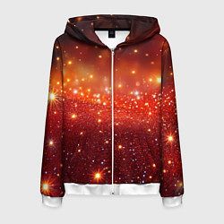 Толстовка 3D на молнии мужская Красная текстура с желтым блеском, цвет: 3D-белый