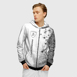 Толстовка 3D на молнии мужская Lamborghini - white gradient по-вертикали, цвет: 3D-черный — фото 2