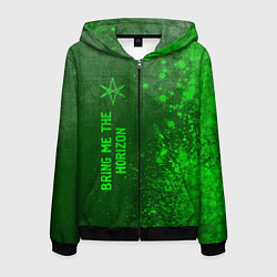 Толстовка 3D на молнии мужская Bring Me the Horizon - green gradient по-вертикали, цвет: 3D-черный