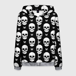 Толстовка 3D на молнии мужская Черепной фон, цвет: 3D-меланж