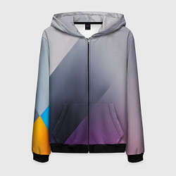 Толстовка 3D на молнии мужская Color grey with stripes, цвет: 3D-черный