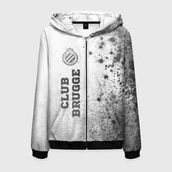 Толстовка 3D на молнии мужская Club Brugge - white gradient по-вертикали, цвет: 3D-черный