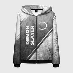 Толстовка 3D на молнии мужская Demon Slayer - grey gradient вертикально, цвет: 3D-черный