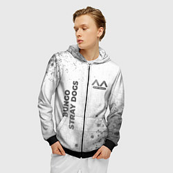 Толстовка 3D на молнии мужская Bungo Stray Dogs - white gradient вертикально, цвет: 3D-черный — фото 2