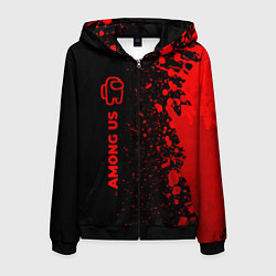 Толстовка 3D на молнии мужская Among Us - red gradient по-вертикали, цвет: 3D-черный