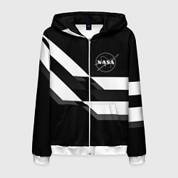 Толстовка 3D на молнии мужская Nasa геометрия полосы, цвет: 3D-белый