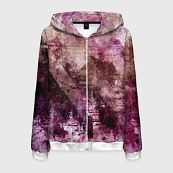 Мужская толстовка на молнии Абстракция - dark trash atom with violet