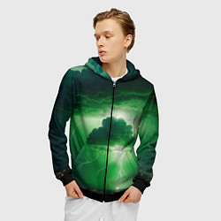 Толстовка 3D на молнии мужская Зелёный гром, цвет: 3D-черный — фото 2