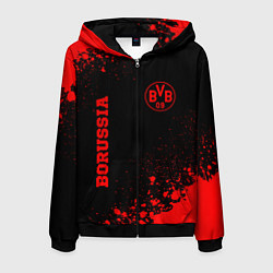 Толстовка 3D на молнии мужская Borussia - red gradient вертикально, цвет: 3D-черный