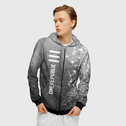 Толстовка 3D на молнии мужская OneRepublic - grey gradient по-вертикали, цвет: 3D-черный — фото 2