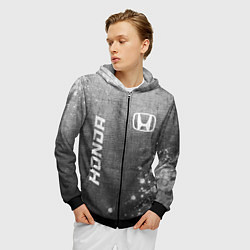 Толстовка 3D на молнии мужская Honda - grey gradient вертикально, цвет: 3D-черный — фото 2