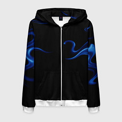 Толстовка 3D на молнии мужская Color blue abstraction, цвет: 3D-белый