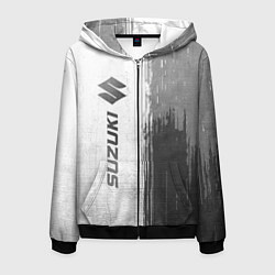 Толстовка 3D на молнии мужская Suzuki - white gradient по-вертикали, цвет: 3D-черный