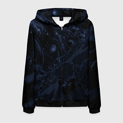 Толстовка 3D на молнии мужская Чёрно-синий абстрактный космос, цвет: 3D-черный