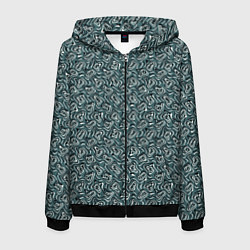 Толстовка 3D на молнии мужская Холодный синий паттерн искажённые спирали, цвет: 3D-черный