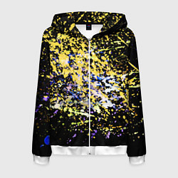 Мужская толстовка на молнии Желто синяя краска на черном