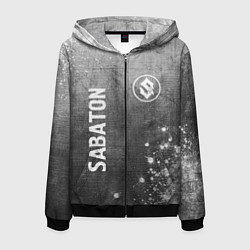 Толстовка 3D на молнии мужская Sabaton - grey gradient вертикально, цвет: 3D-черный