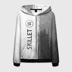 Толстовка 3D на молнии мужская Skillet - white gradient по-вертикали, цвет: 3D-черный