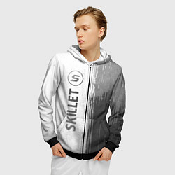 Толстовка 3D на молнии мужская Skillet - white gradient по-вертикали, цвет: 3D-черный — фото 2