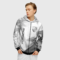 Толстовка 3D на молнии мужская Porsche - white gradient вертикально, цвет: 3D-черный — фото 2