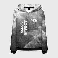 Мужская толстовка на молнии Mass Effect - grey gradient вертикально