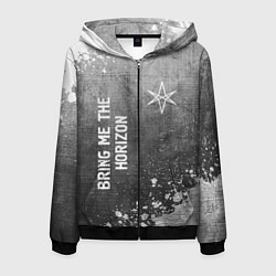 Мужская толстовка на молнии Bring Me the Horizon - grey gradient вертикально